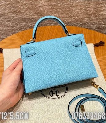 Tui Hermes Kelly Mini xanh nhat TNHM80 9