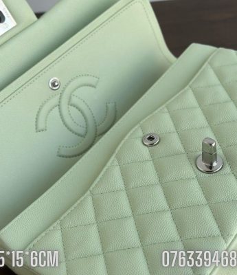 Tui nu Chanel Classic size 25 mau xanh 5 1