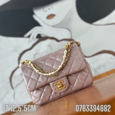 Tui nu Chanel mau hong size 17 8