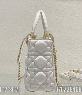 Tui xach Dior Lady Small mau trang TND61 7