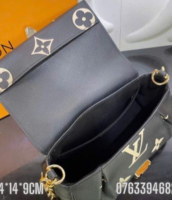 Tui xach nu Louis Vuitton mau den hoa tiet hoa trang day xich TNLV88 1